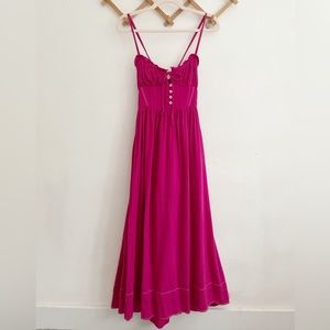 Urban Outfitters Cora Linen Open-Backed Midi Dress